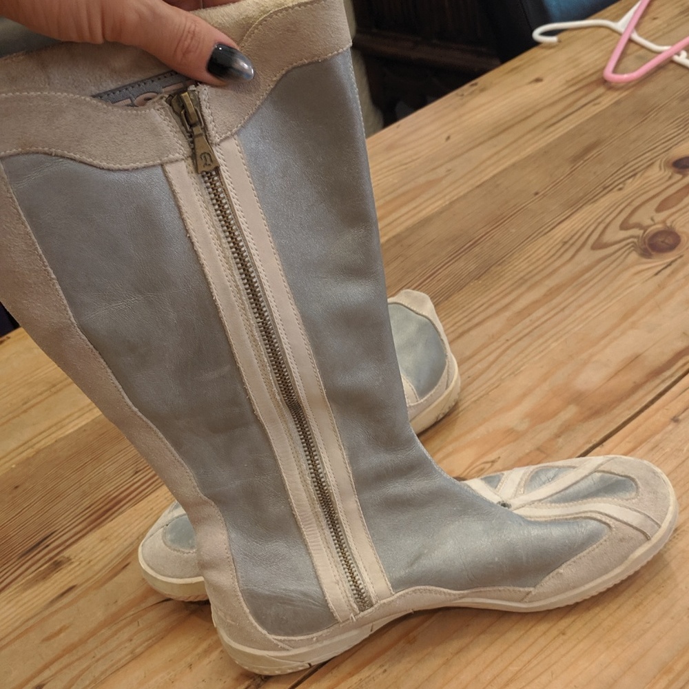 Diesel Run To Boots: Silver + Off White Leather